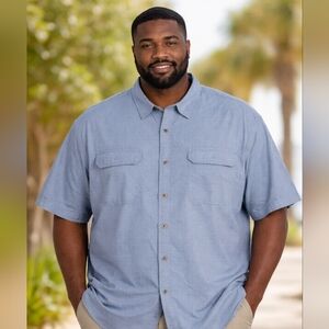 Redhead  Light Blue 100% Cotton Casual Button Up Shirt Size 2XL